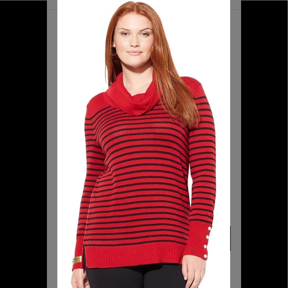 Lauren Ralph Striped Wool Blend Cowl Neck Tunic